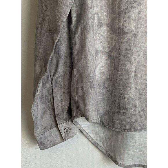 Anthropologie Cloth & Stone Snake Print Tunic Top SZ Large Gray Tencel Button Up - Picture 3 of 11